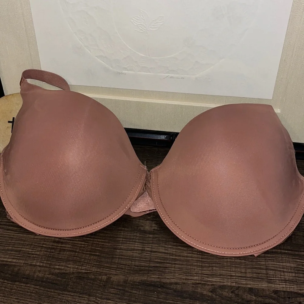 DANSKIN Underwire Lace Sides Smooth T-Shirt Dark Dusty Rose Bra sz 38DD NWOT